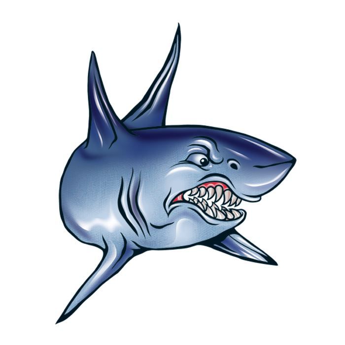 Angry Shark Design Water Transfer Temporary Tattoo(fake Tattoo) Stickers NO.13865