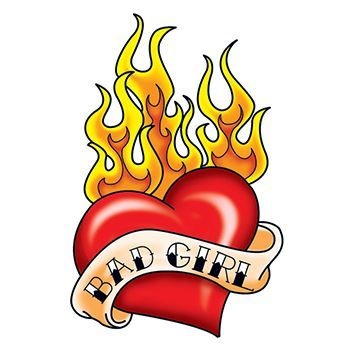 Bad Girl Flaming Heart Design Water Transfer Temporary Tattoo(fake Tattoo) Stickers NO.13218