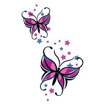 Butterflies and Stars Design Water Transfer Temporary Tattoo(fake Tattoo) Stickers NO.13734