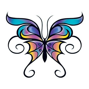 Butterfly with Swirls Design Water Transfer Temporary Tattoo(fake Tattoo) Stickers NO.12010
