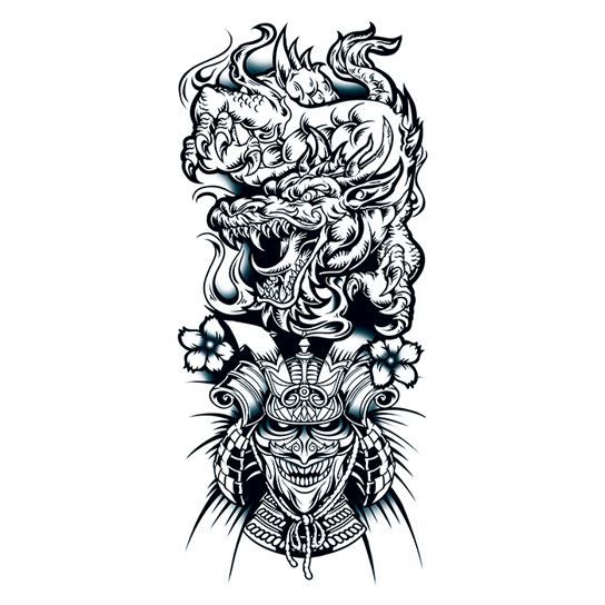 Chinese Dragon and Warrior Design Water Transfer Temporary Tattoo(fake Tattoo) Stickers NO.11896