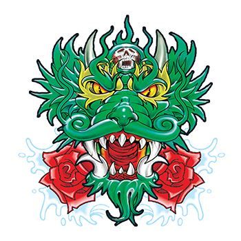 Green Chinese Dragon Design Water Transfer Temporary Tattoo(fake Tattoo) Stickers NO.12005