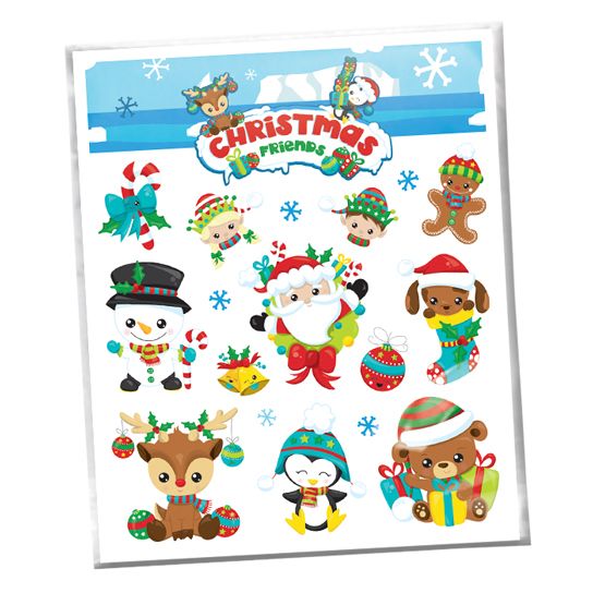 Christmas Friends Holiday Pack Design Water Transfer Temporary Tattoo(fake Tattoo) Stickers NO.12853