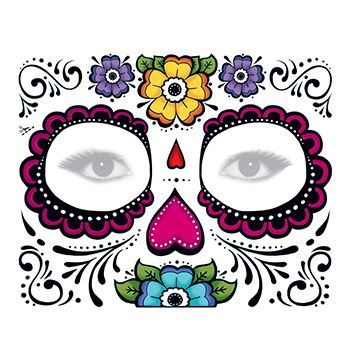 Day of the Dead: Floral Face Design Water Transfer Temporary Tattoo(fake Tattoo) Stickers NO.13370
