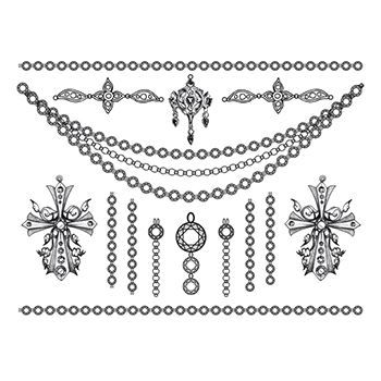Detailed Crosses Jewelry Set Design Water Transfer Temporary Tattoo(fake Tattoo) Stickers NO.13215