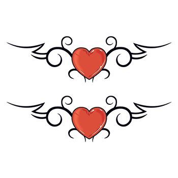 Double Tribal Hearts Design Water Transfer Temporary Tattoo(fake Tattoo) Stickers NO.12143