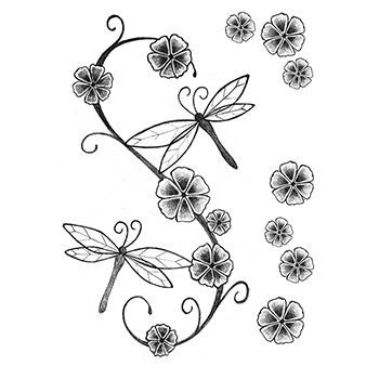 Fashion: Soft Dragonfly and Flowerss Design Water Transfer Temporary Tattoo(fake Tattoo) Stickers NO.12262