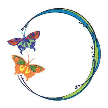 Glitter Blue and Orange Butterfly Circle Design Water Transfer Temporary Tattoo(fake Tattoo) Stickers NO.13649