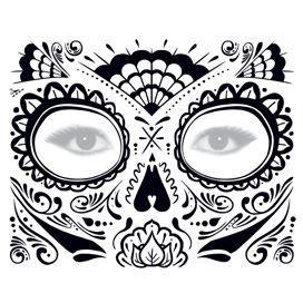 Glitter Day of the Dead Face Design Water Transfer Temporary Tattoo(fake Tattoo) Stickers NO.13323