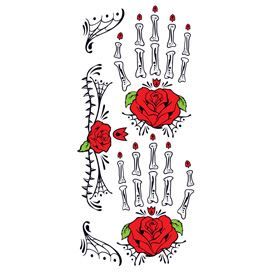 Glitter Day of the Dead Red Rose Hands Design Water Transfer Temporary Tattoo(fake Tattoo) Stickers NO.12450