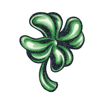 Glitter Detailed Four Leaf Clover Design Water Transfer Temporary Tattoo(fake Tattoo) Stickers NO.13408