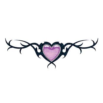 Glitter Purple Heart and Barbed Wire Design Water Transfer Temporary Tattoo(fake Tattoo) Stickers NO.14374