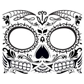 Glow in the Dark Day of the Dead Face Design Water Transfer Temporary Tattoo(fake Tattoo) Stickers NO.14447