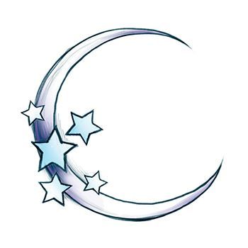 Glow in the Dark Moon and Stars Design Water Transfer Temporary Tattoo(fake Tattoo) Stickers NO.13351