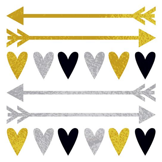 Gold and Silver Hearts and Arrowss Design Water Transfer Temporary Tattoo(fake Tattoo) Stickers NO.14220