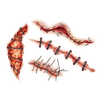 Gory Scary Stitches and Wounds Design Water Transfer Temporary Tattoo(fake Tattoo) Stickers NO.14256