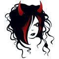 Goth Girl with Devil Horns Halloween Design Water Transfer Temporary Tattoo(fake Tattoo) Stickers NO.13343