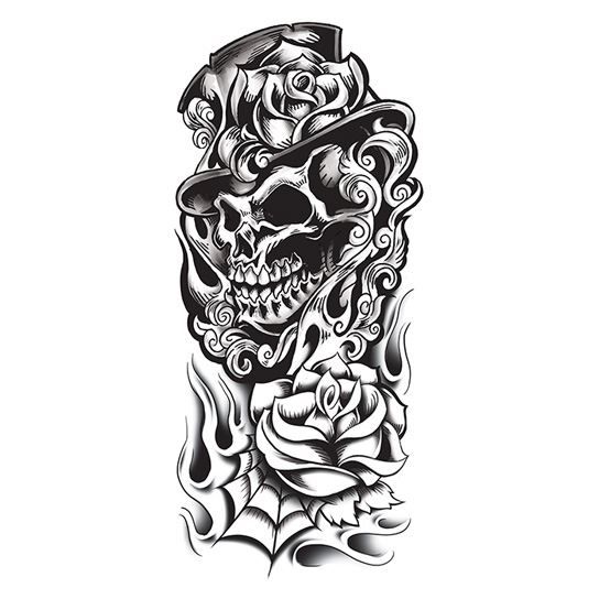 Grim Reaper Black & White Skull Design Water Transfer Temporary Tattoo(fake Tattoo) Stickers NO.12648