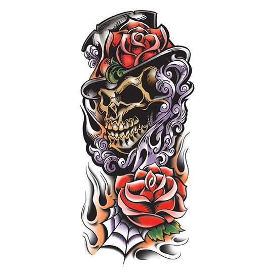 Grim Reaper Colored Skull Design Water Transfer Temporary Tattoo(fake Tattoo) Stickers NO.12646