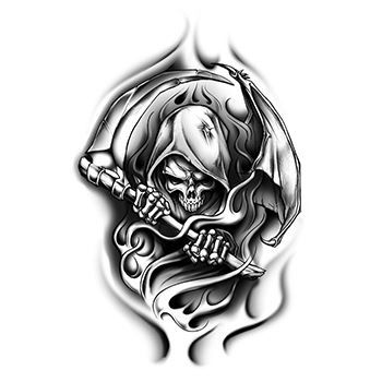 Black Grim Reaper Design Water Transfer Temporary Tattoo(fake Tattoo) Stickers NO.13349