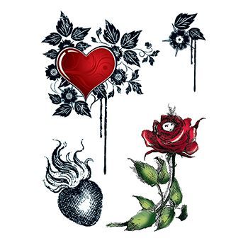 Hearts and Roses Design Water Transfer Temporary Tattoo(fake Tattoo) Stickers NO.12649