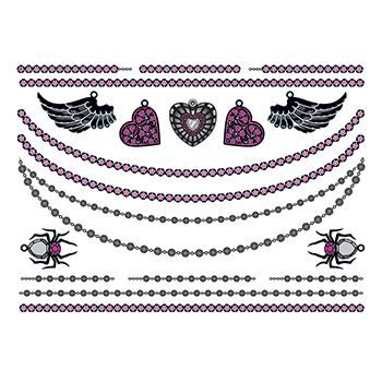 Hearts and Wings Jewelry Set Design Water Transfer Temporary Tattoo(fake Tattoo) Stickers NO.13206