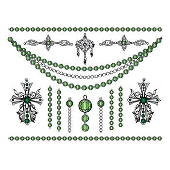 Jade Crosses Jewelry Set Design Water Transfer Temporary Tattoo(fake Tattoo) Stickers NO.13185