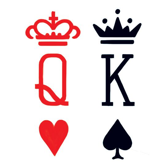 King & Queen Card Suits Design Water Transfer Temporary Tattoo(fake Tattoo) Stickers NO.13455