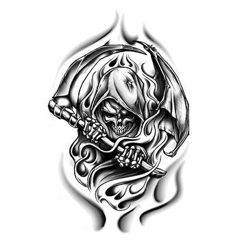 Large Grim Reaper Design Water Transfer Temporary Tattoo(fake Tattoo) Stickers NO.13238