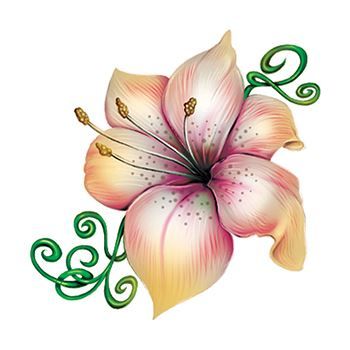 Lily Flower and Vine Design Water Transfer Temporary Tattoo(fake Tattoo) Stickers NO.12943