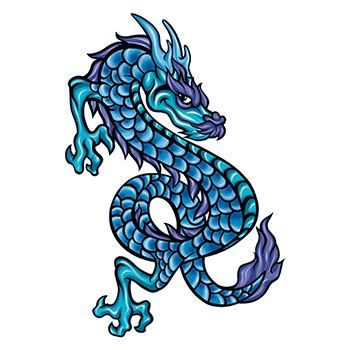Mythical Blue Scaly Dragon Design Water Transfer Temporary Tattoo(fake Tattoo) Stickers NO.11912