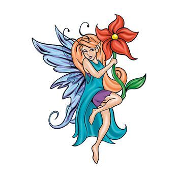 Mythical Teal Fairy Design Water Transfer Temporary Tattoo(fake Tattoo) Stickers NO.11977
