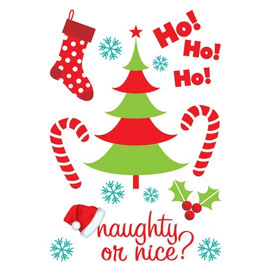 Naughty or Nice Glitter Holiday Sheet Design Water Transfer Temporary Tattoo(fake Tattoo) Stickers NO.12899