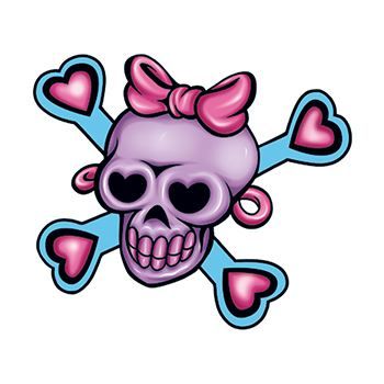 Pink Rocker Skull and Crossbones Design Water Transfer Temporary Tattoo(fake Tattoo) Stickers NO.12353