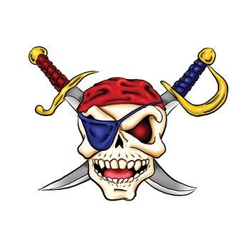 Pirate Skull and Cross Swords Design Water Transfer Temporary Tattoo(fake Tattoo) Stickers NO.13263