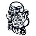 Rose Skull Day of the Dead Halloween Design Water Transfer Temporary Tattoo(fake Tattoo) Stickers NO.13273