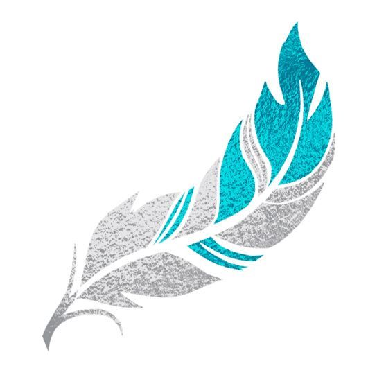 Silver and Teal Feather Design Water Transfer Temporary Tattoo(fake Tattoo) Stickers NO.14237