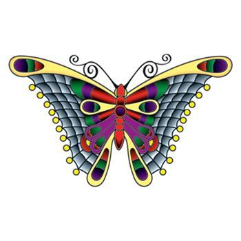 Stained Glass Butterfly Design Water Transfer Temporary Tattoo(fake Tattoo) Stickers NO.13788