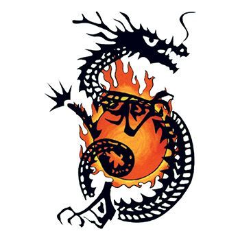 Traditional Flaming Dragon Design Water Transfer Temporary Tattoo(fake Tattoo) Stickers NO.11857
