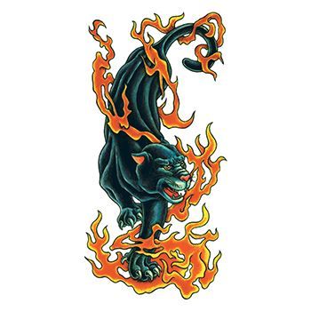 Traditional Flaming Panther Design Water Transfer Temporary Tattoo(fake Tattoo) Stickers NO.13666