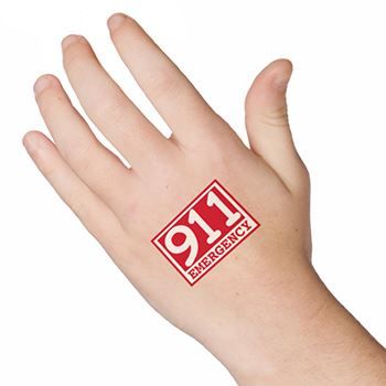 911 Emergency Design Water Transfer Temporary Tattoo(fake Tattoo) Stickers NO.12950