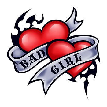 Bad Girl with Hearts Design Water Transfer Temporary Tattoo(fake Tattoo) Stickers NO.13222