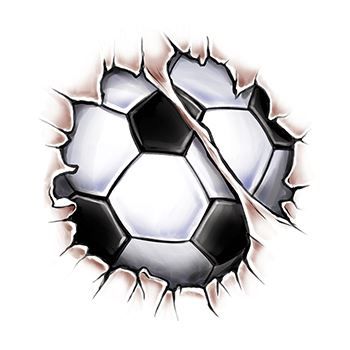 Break Through Soccer Ball Design Water Transfer Temporary Tattoo(fake Tattoo) Stickers NO.15095