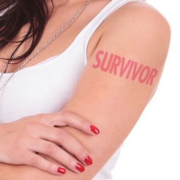 Breast Cancer: Survivor (Pink Glitter) Design Water Transfer Temporary Tattoo(fake Tattoo) Stickers NO.14165