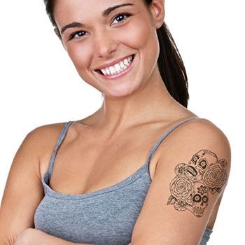 Calaveras Sugar Skull Design Water Transfer Temporary Tattoo(fake Tattoo) Stickers NO.14481