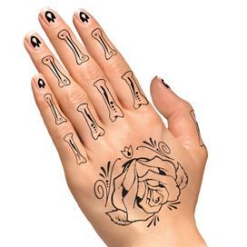 Day of the Dead Skeleton Hand Design Water Transfer Temporary Tattoo(fake Tattoo) Stickers NO.12919