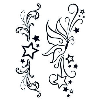 Fashion: Modern Stars & Butterflys Design Water Transfer Temporary Tattoo(fake Tattoo) Stickers NO.12265