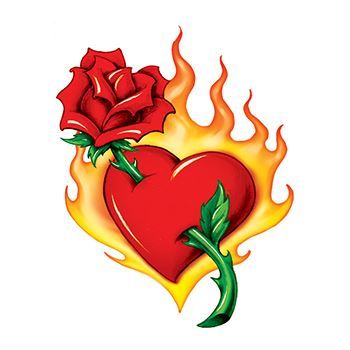 Flaming Heart Design Water Transfer Temporary Tattoo(fake Tattoo) Stickers NO.13474