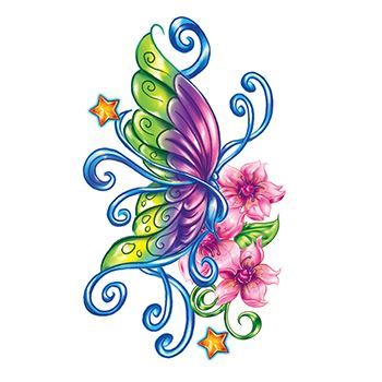 Flirty Butterfly with Stars Design Water Transfer Temporary Tattoo(fake Tattoo) Stickers NO.13833