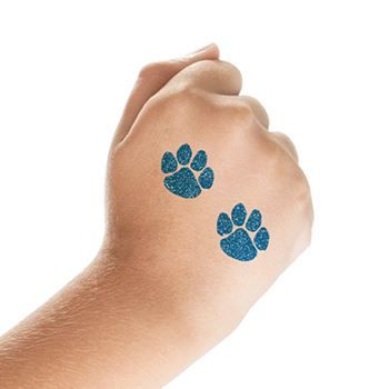 Glitter Blue Paw Printss Design Water Transfer Temporary Tattoo(fake Tattoo) Stickers NO.14992